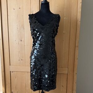 Saks Fifth Avenue Black Sequin Mini Dress